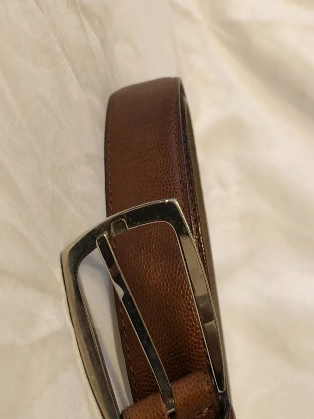Brioni Men's Brown Leather Belt Size 38 100 Handmade In Italy Silver Buckle